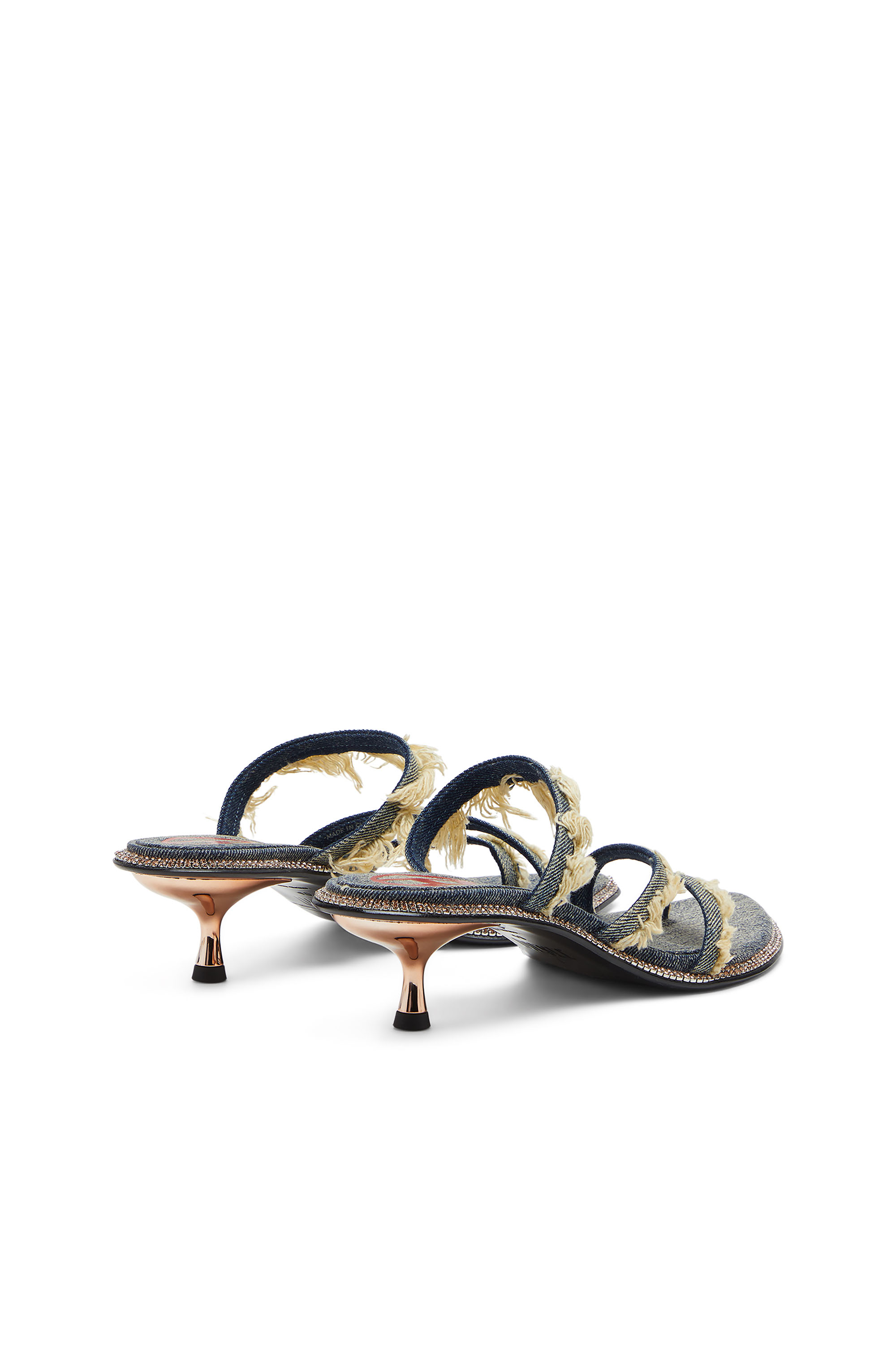 Diesel - D-HAVANNA KITTIE, Woman's D-Havanna Kittie-Frayed-denim mules with crystals in Blue - 3