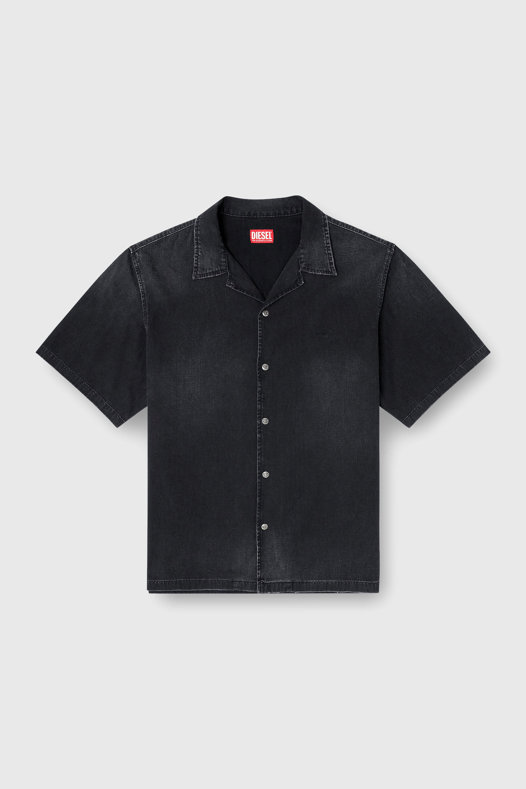 Diesel - D-NABIL-D, Man's Denim short-sleeve shirt in Black - 2