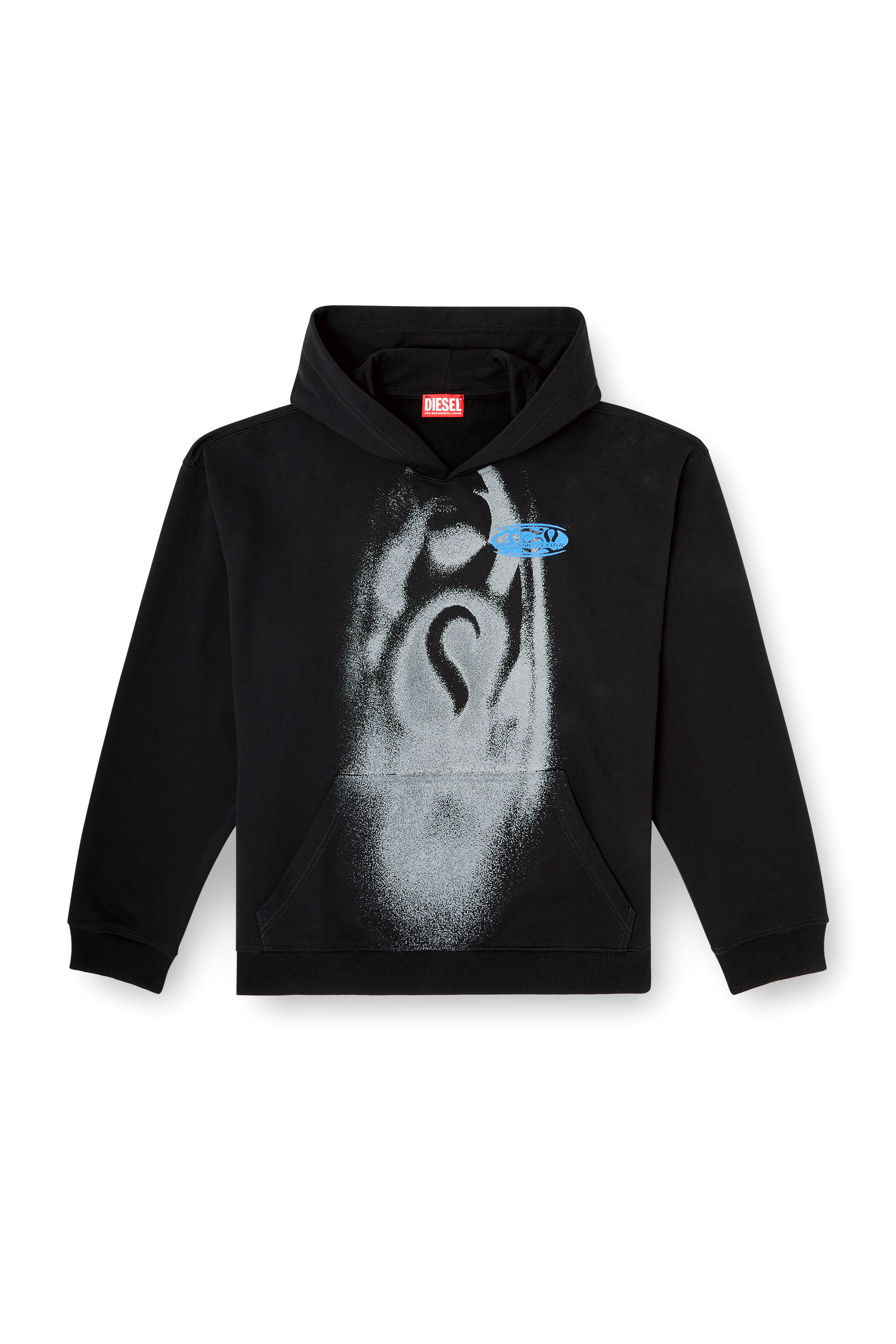 Diesel - S-BOXT-HOOD-T3, Man's Hoodie with spray-effect print in Black - 3