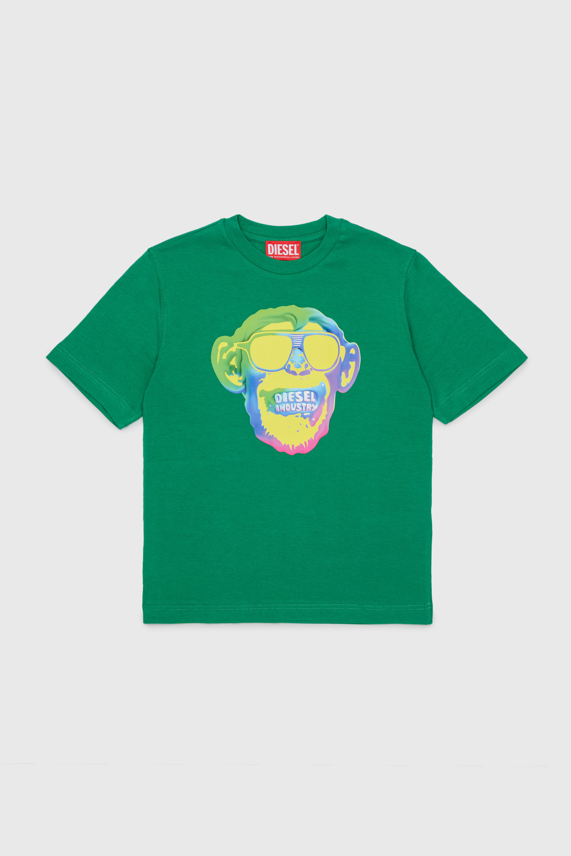Diesel - TMONKEY OVER, Man's T-shirt with monkey print in Green - 1
