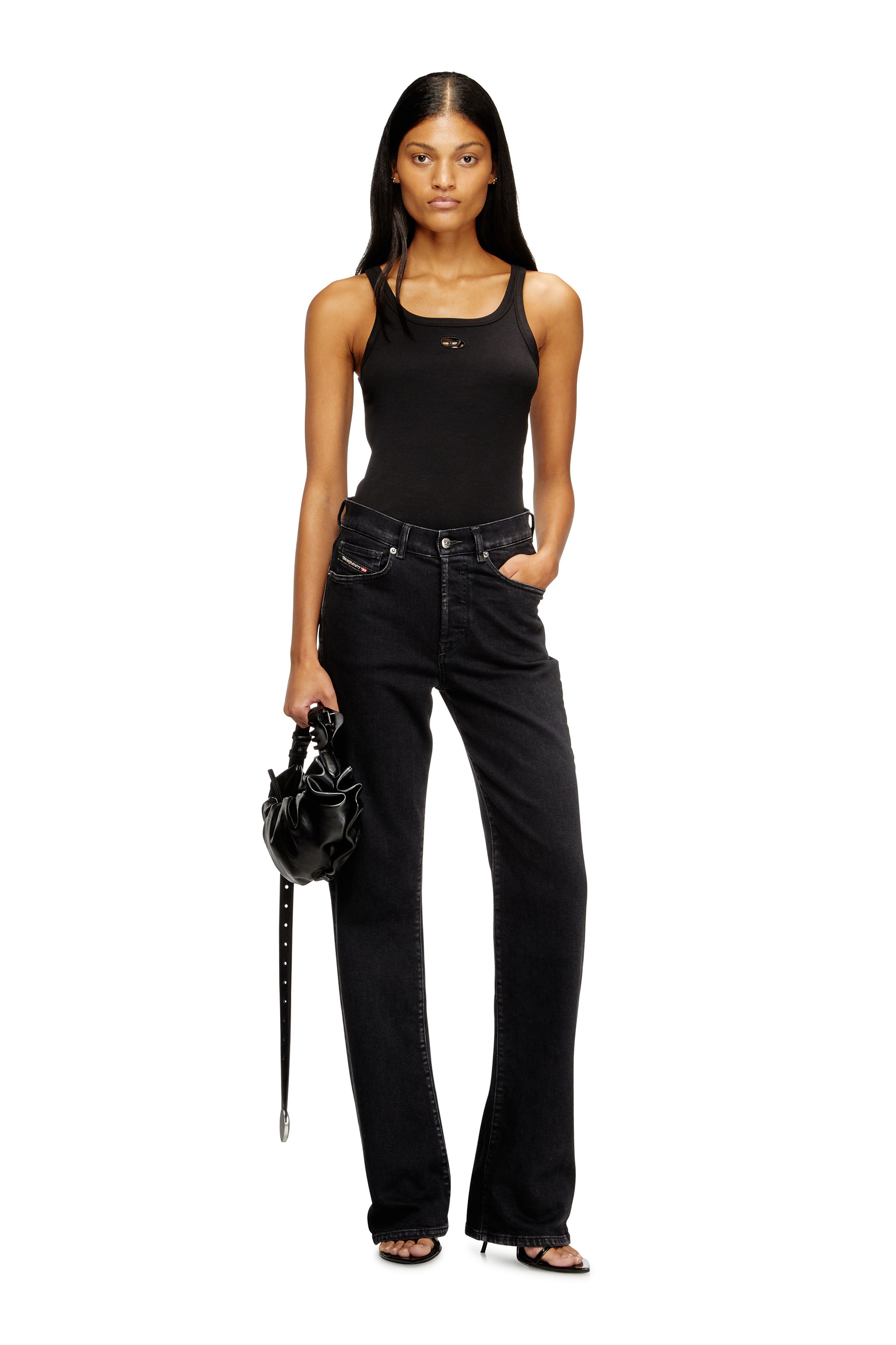 Diesel - T-WIFE-OD, Woman's Slim tank top with laser-cut Oval D in Black - 1