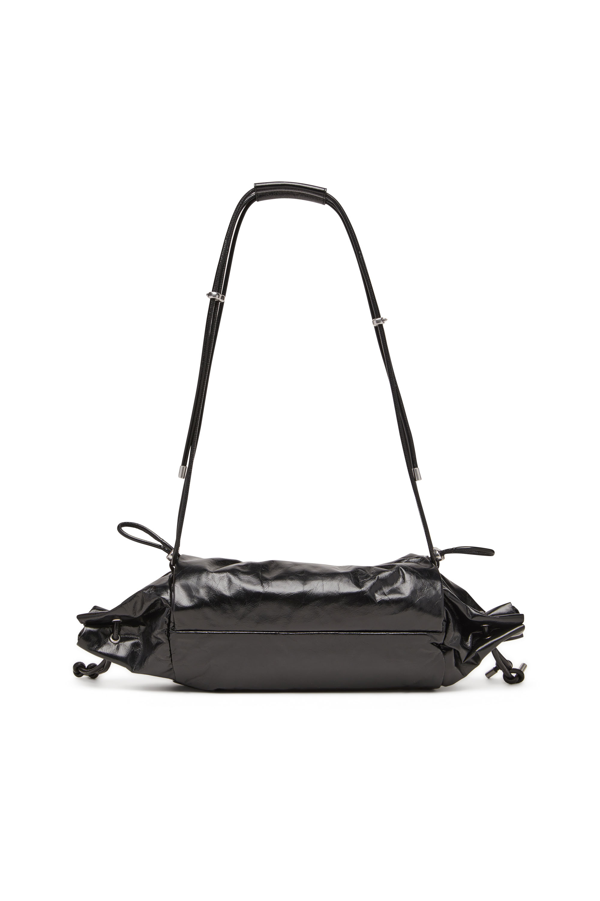 Diesel - SCRUNCH-D SHOULDER M, Woman's Scrunch-D M-Shoulder bag in shiny leather in Black - 2