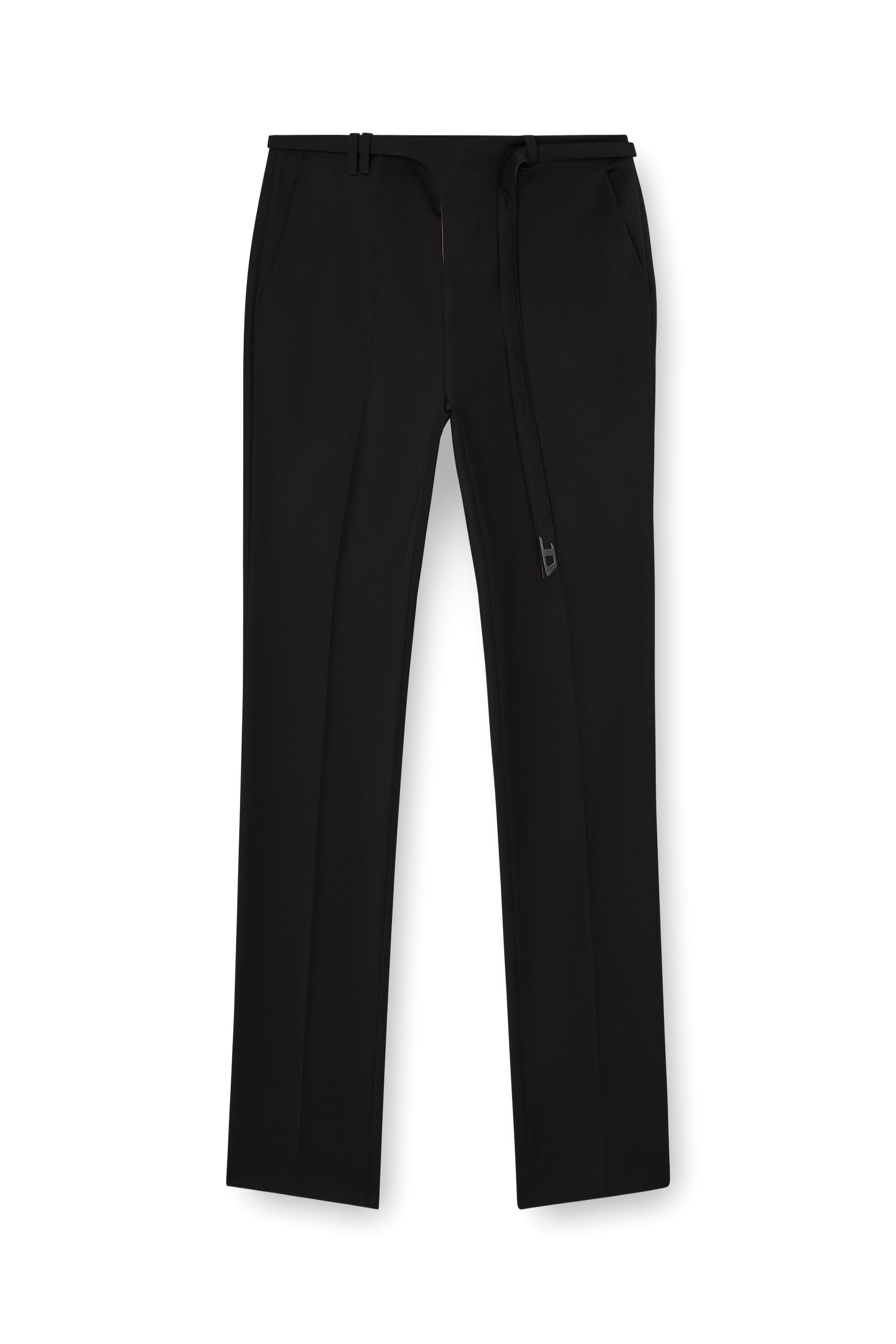 Diesel - P-NEDAR-A, Man's Tailored pants with biker belt strap in Black - 2