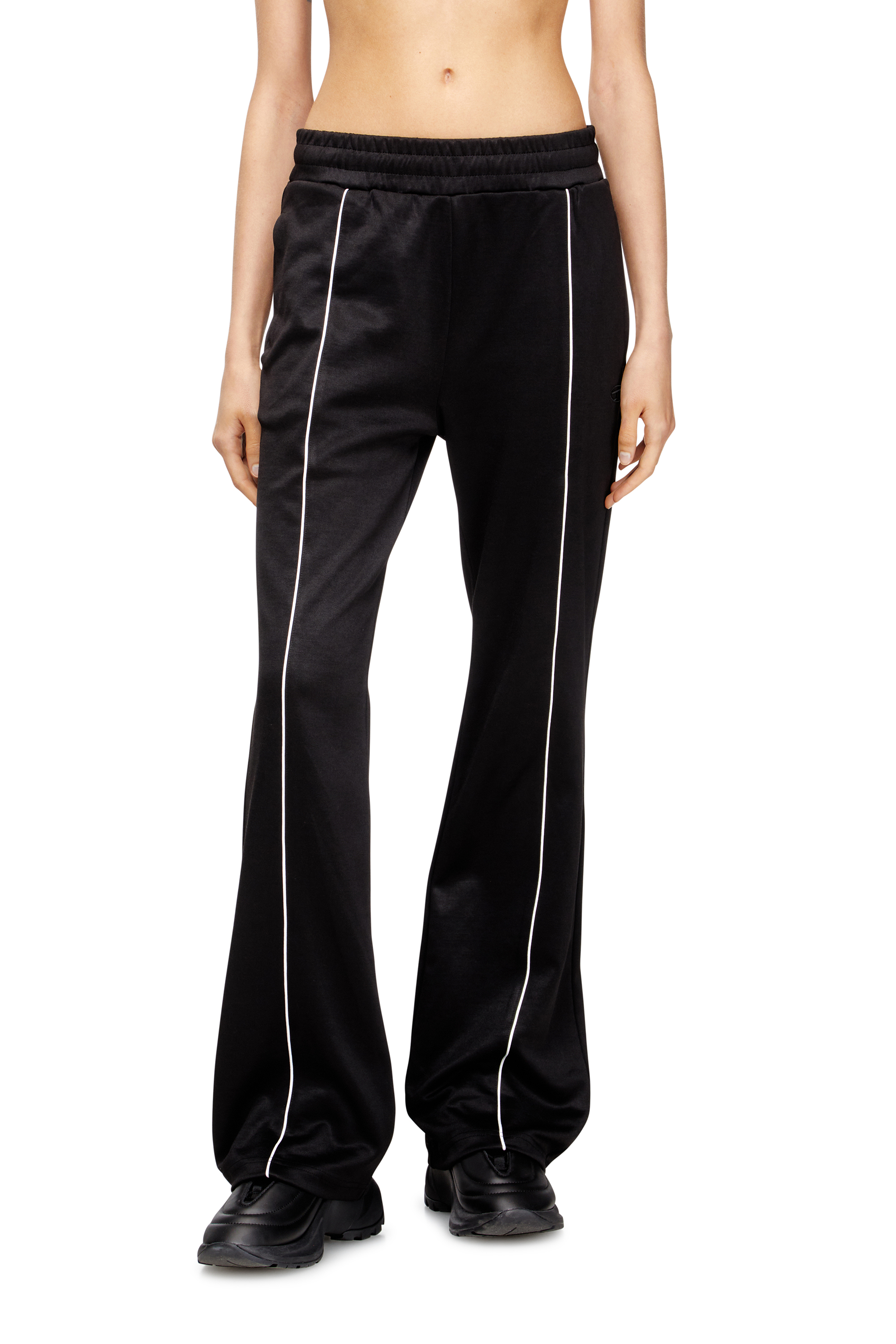 Diesel - P-LOCKINGIN-OD, Woman's Track pants with contrast piping in Black/White - 1