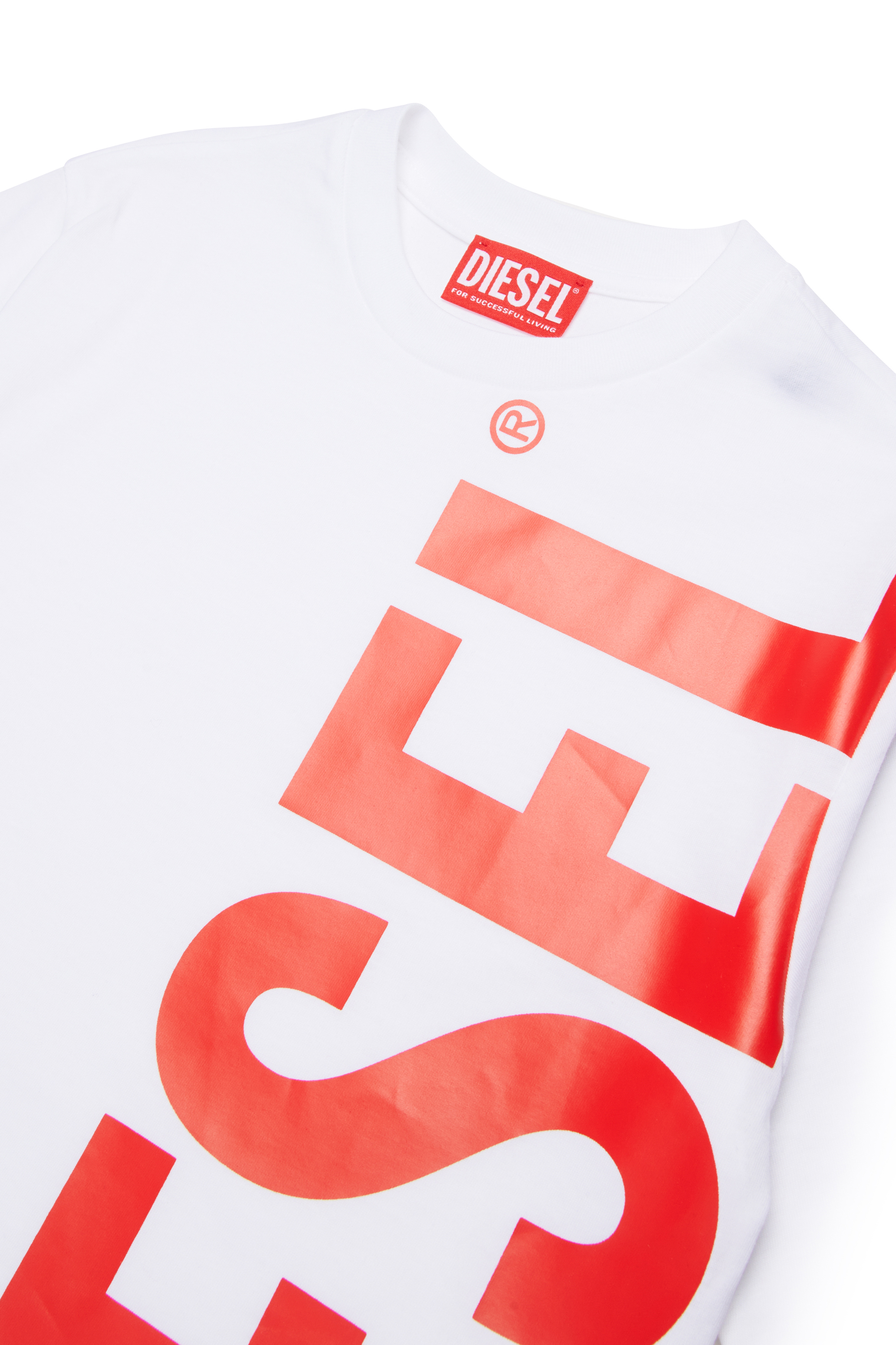 Diesel - MTOMS OVER, Man's Cotton T-shirt with maxi logo print in White - 3