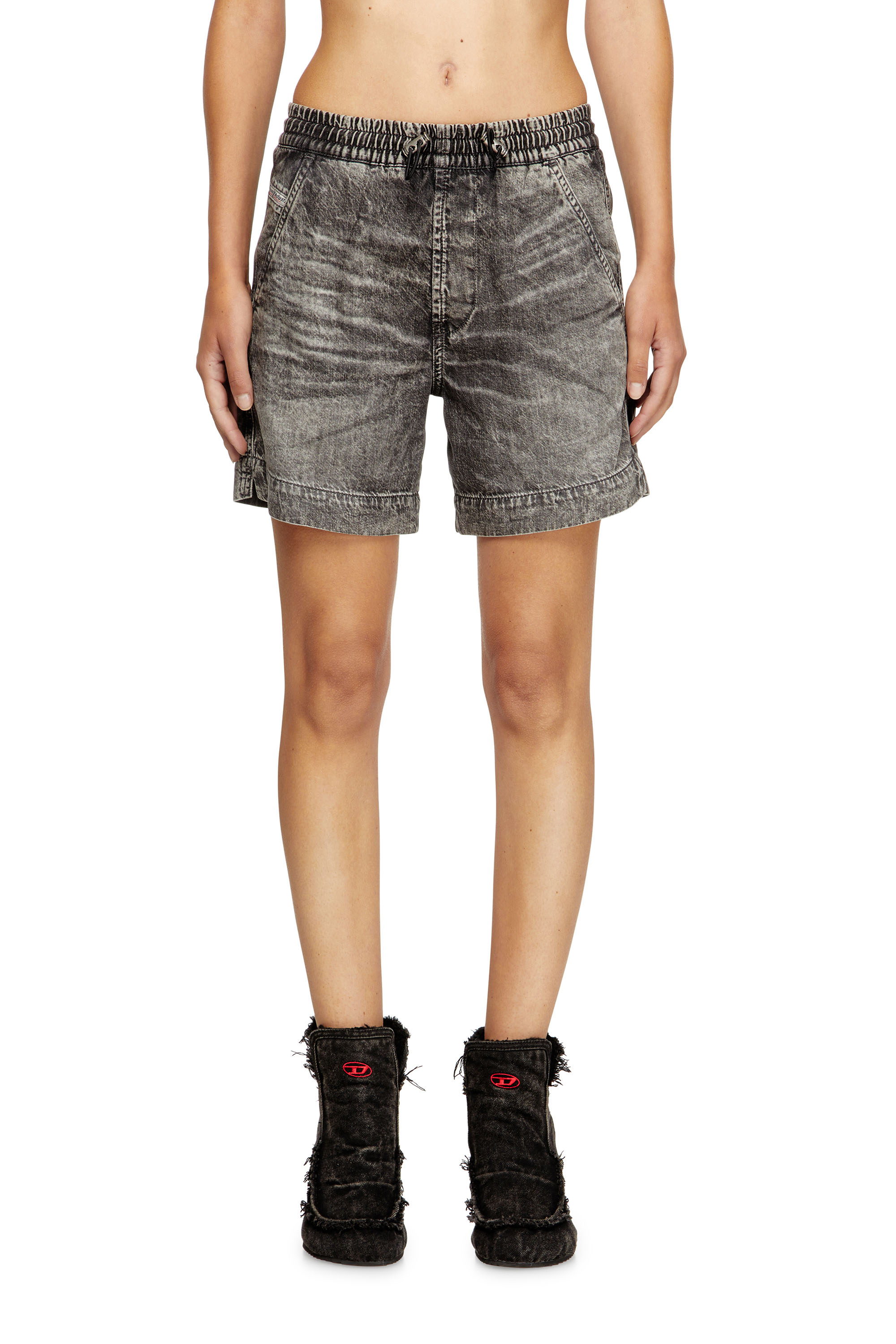 Diesel - D-TENNI-S1, Unisex's Shorts in marbled denim in Black - 2