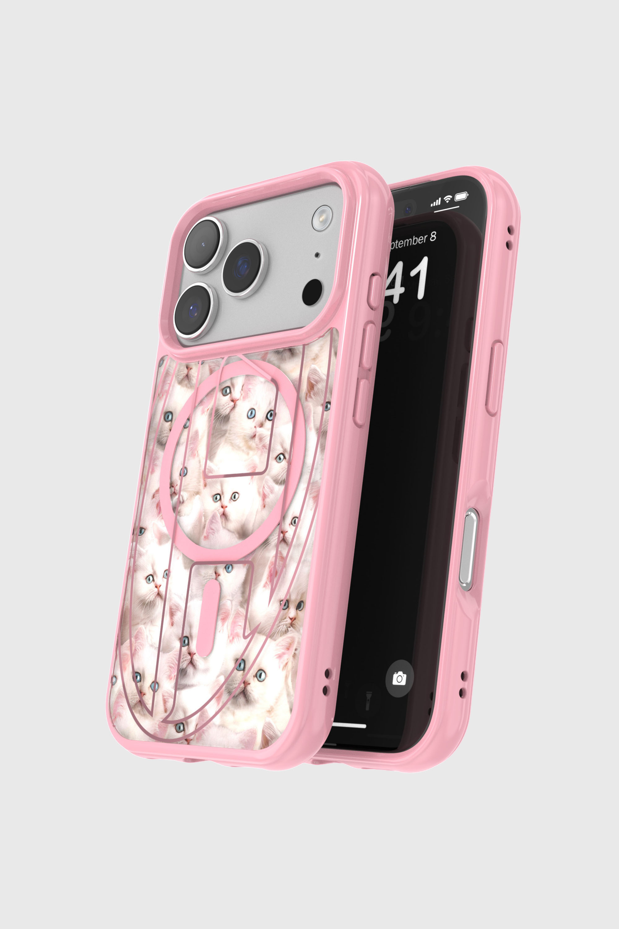 Women's Oval D cats case with magsafe for iPhone 17 Pro | Pink