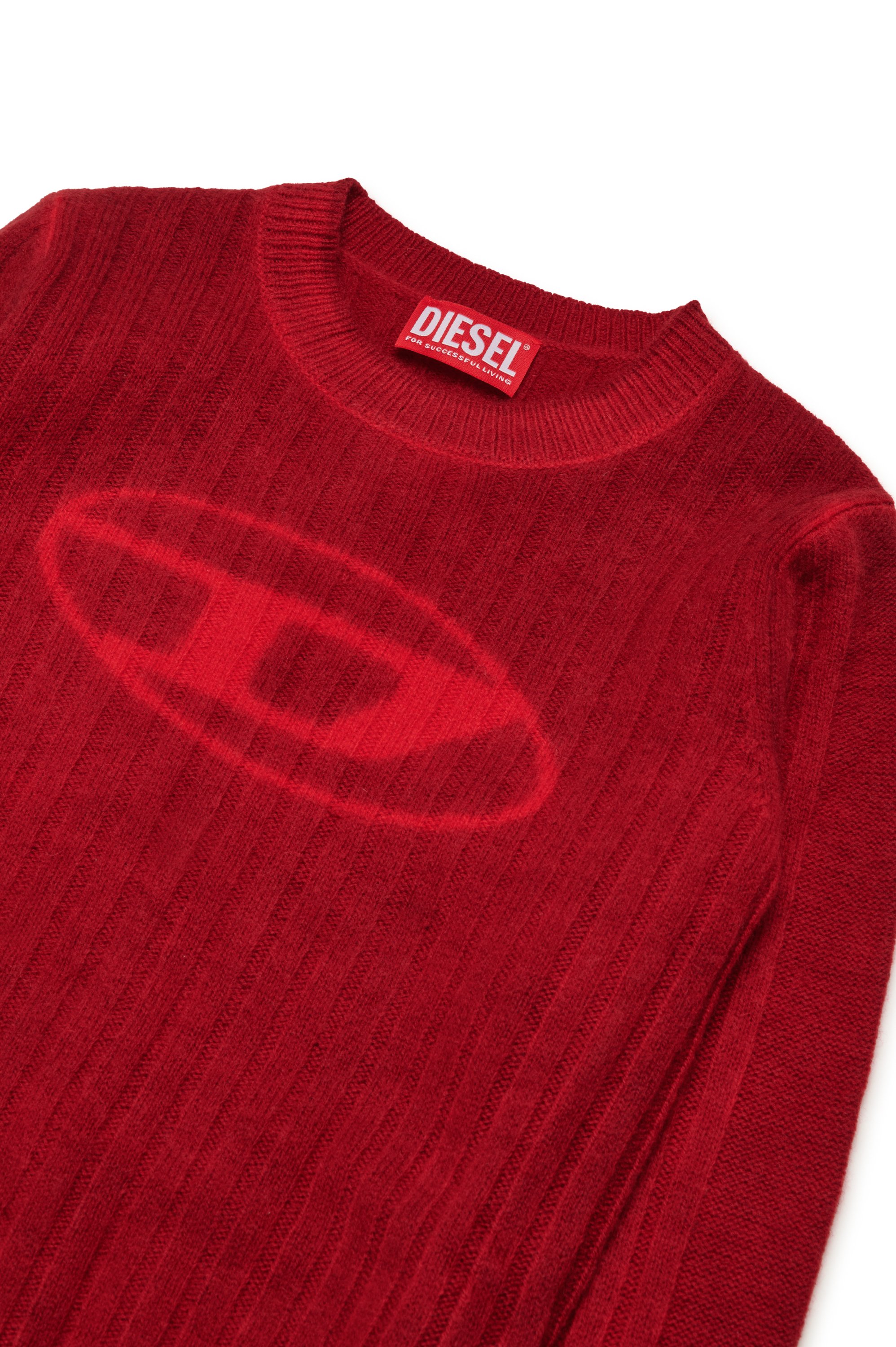 Diesel - KANDELEROD, Man's Treated jumper with Oval D logo in Red - 2