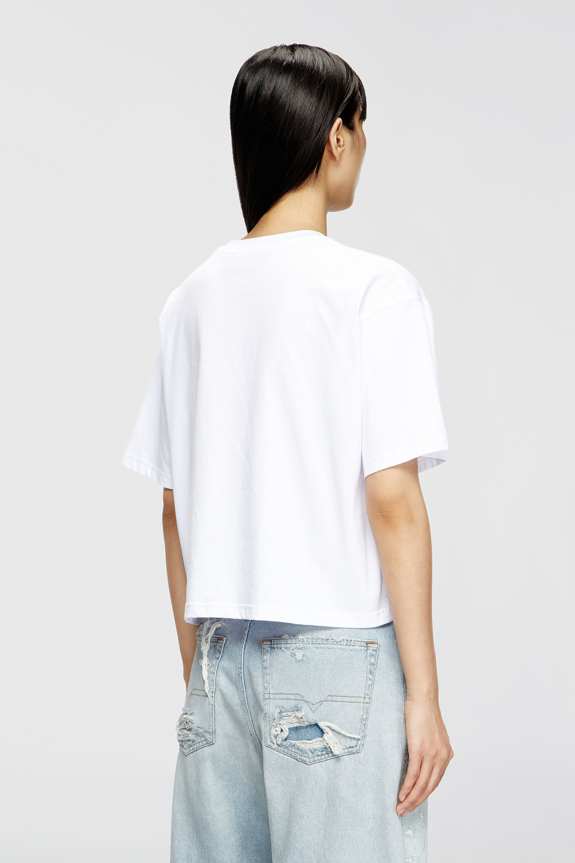 Diesel - T-BUXT-CROP-OD, Woman's Boxy T-shirt with cut-out Oval D logo in White - 4