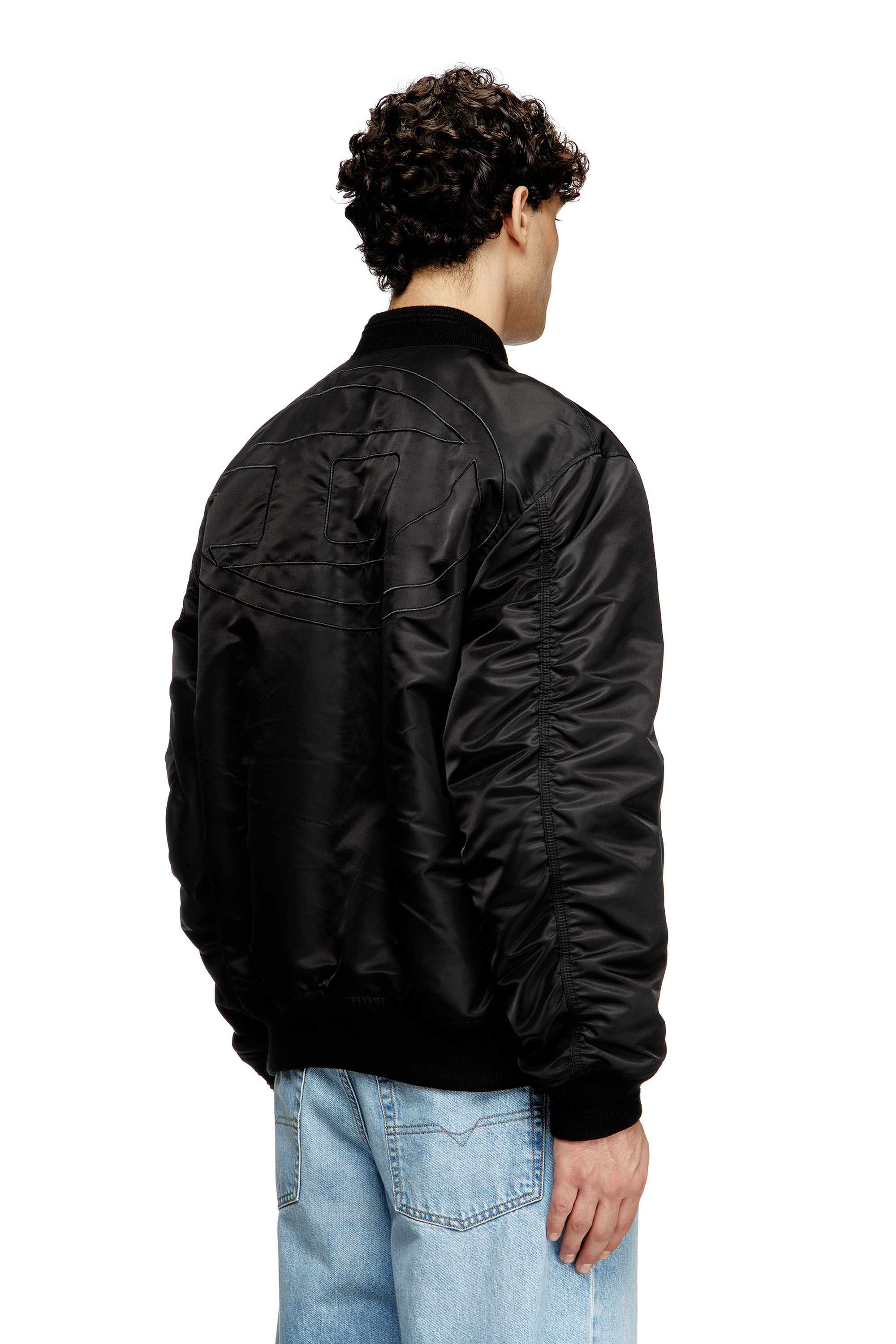 Diesel - J-HELD, Man's Bomber in padded nylon with Oval D in Black - 4