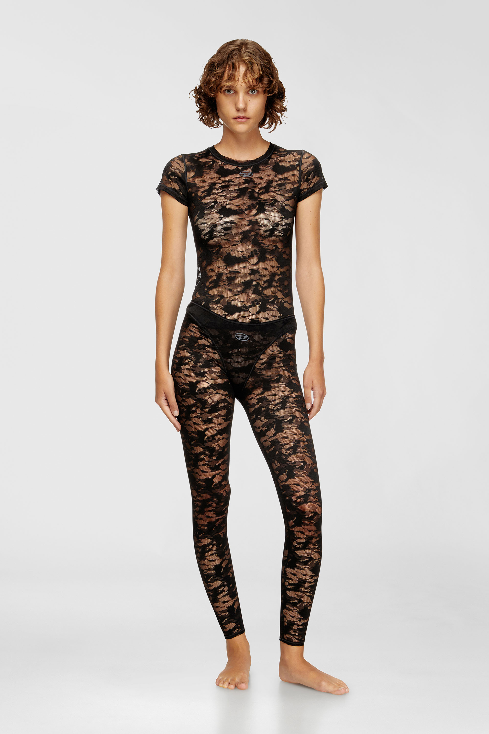 Diesel - KASIA-UTLT, Woman's Camo lace T-shirt in Black - 1
