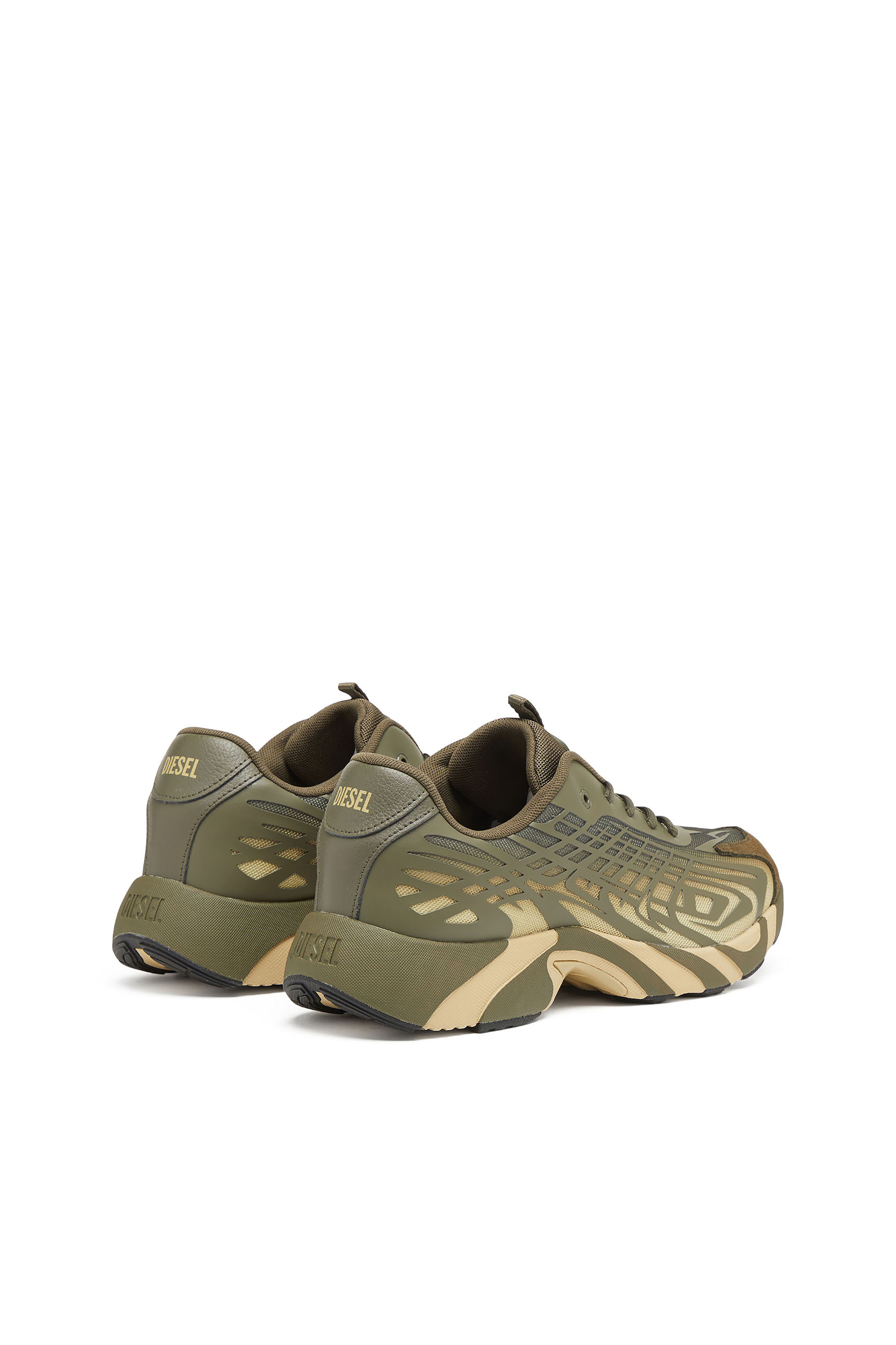 Diesel - S-D-VIT'S 500 LOW, Man's D-Vit-Sneakers in striped dégradé mesh in Green/Brown - 4