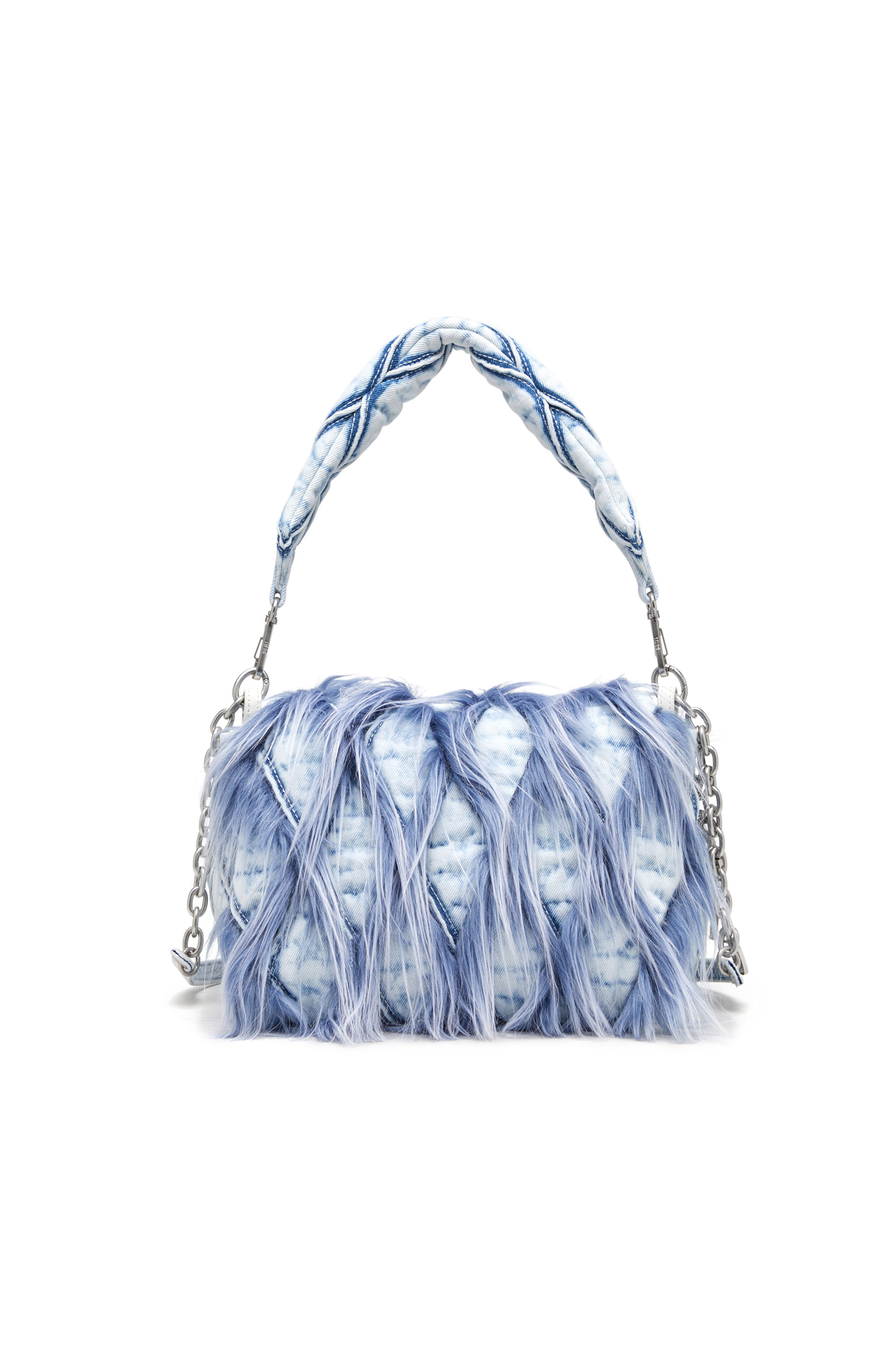 Diesel - CHARM-D SHOULDER M, Woman's Charm-D M-Borsa a spalla in denim e pelliccia sintetica in Blue - 1