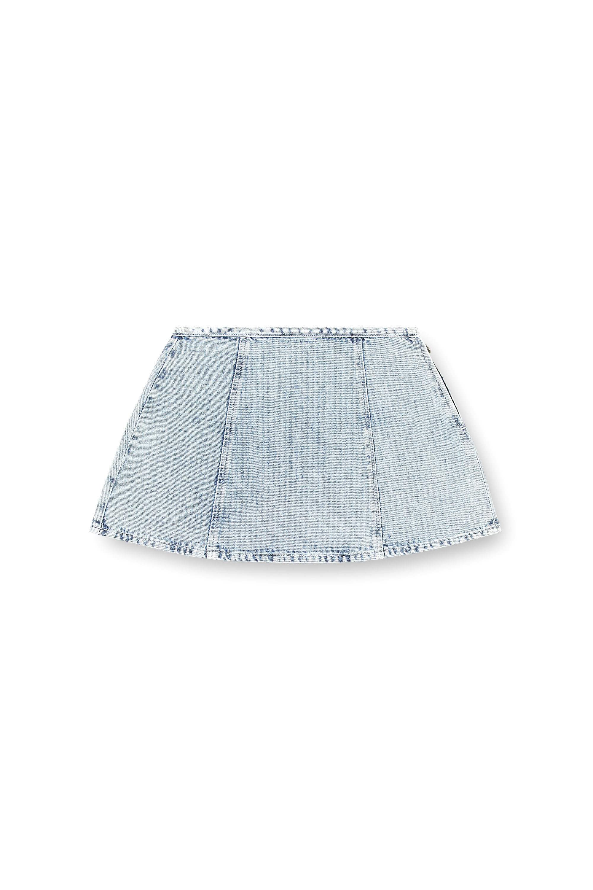 Diesel - DE-SWENY-S, Woman's Mini skirt in graphic denim with crystals in Light Blue - 3