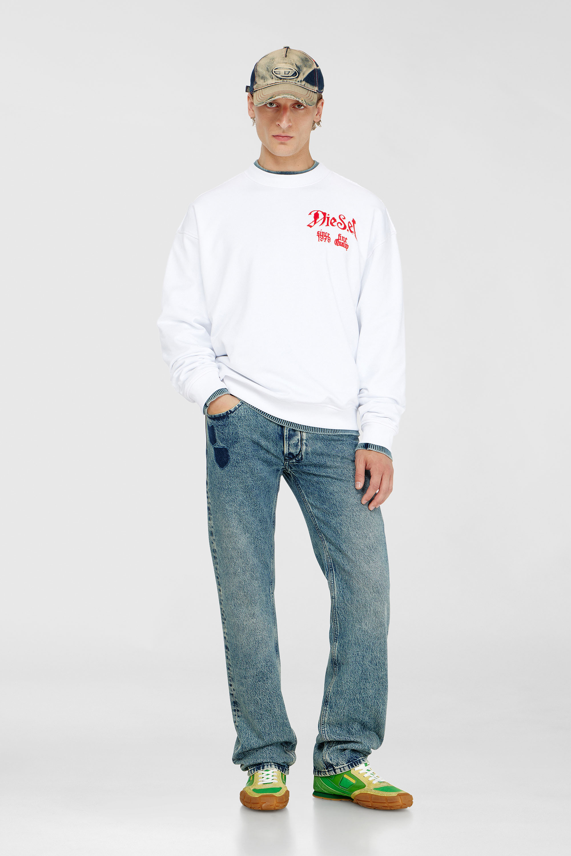 Cotton sweatshirt with flocked graphics