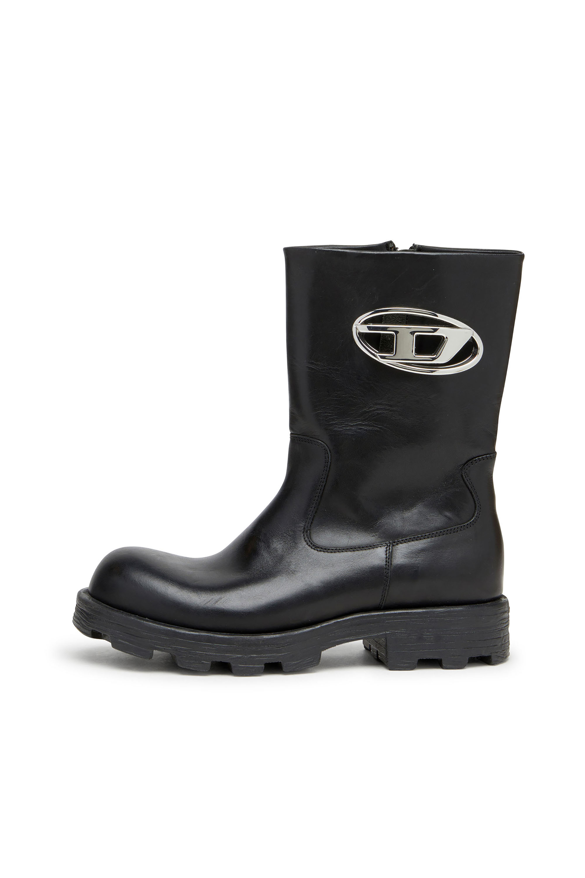 Diesel - D-HAMMER BKR D W, Woman's D-Hammer-Cut-out leather boots with logo hardware in Black - 2