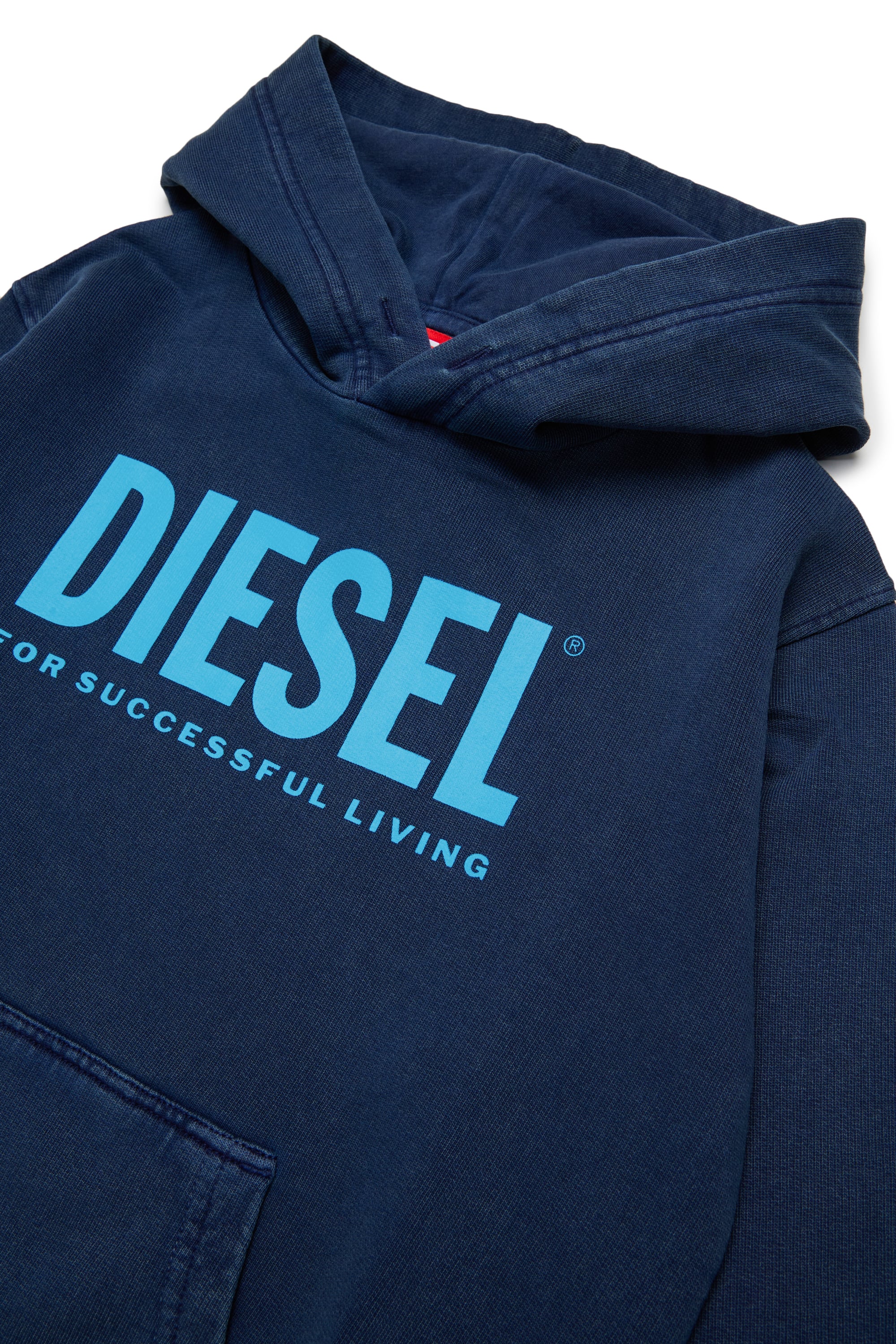 Diesel - STISEL OVER, Man's Hoodie with maxi logo print in Dark Blue - 3