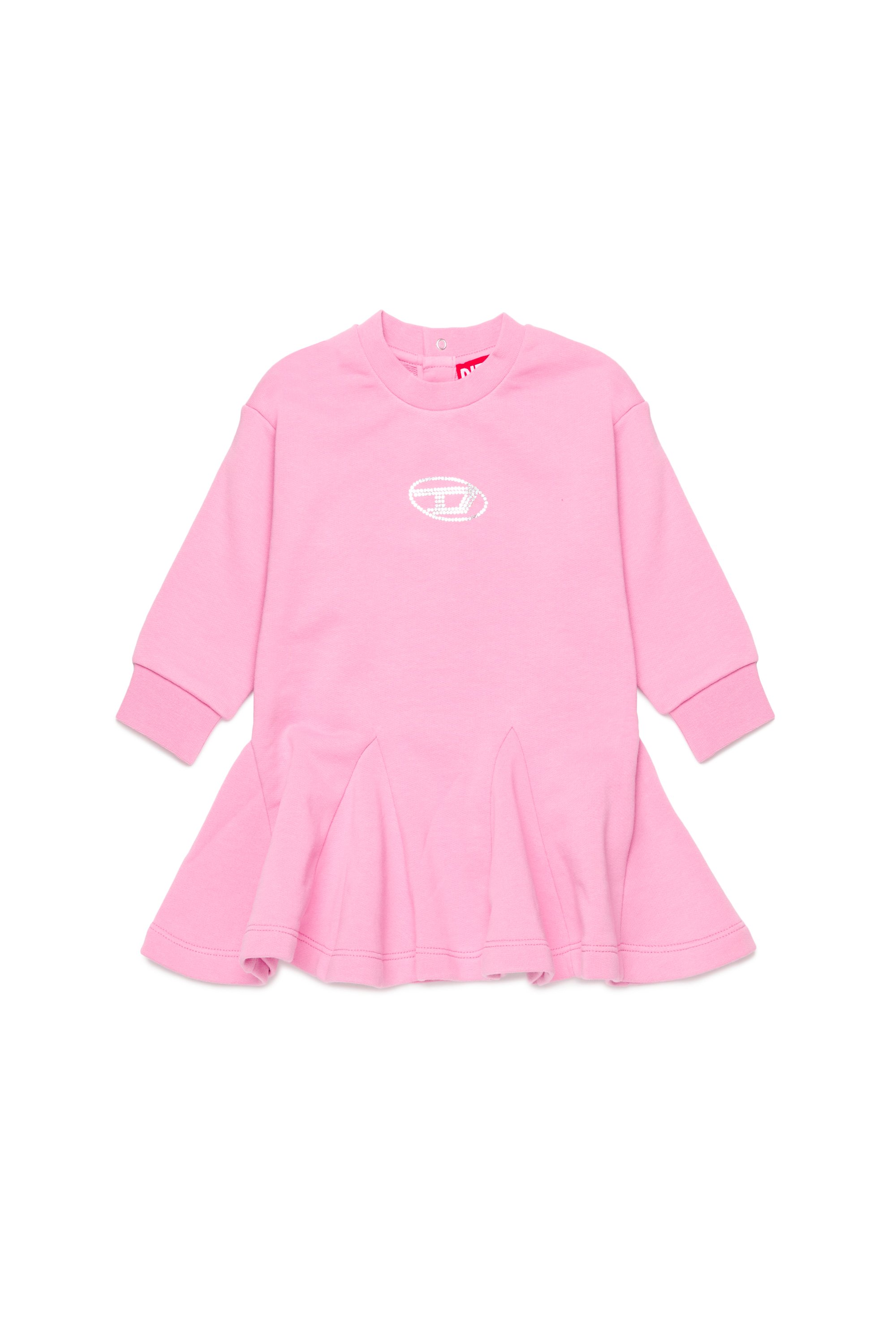 Diesel - DLUNLYB, Woman Sweat cotton dress with crystal Oval D logo in Pink - Image 1