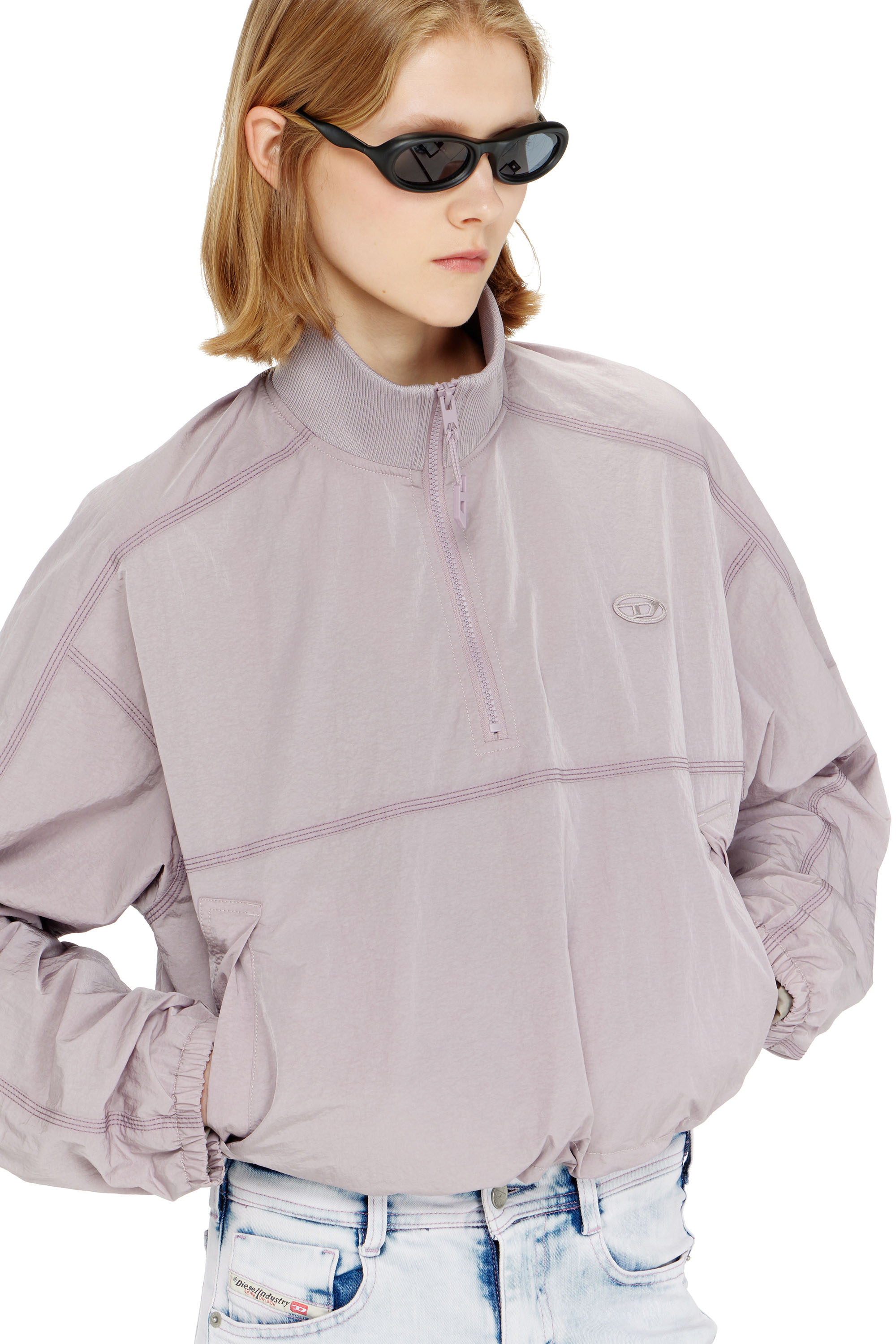 Women's Relaxed nylon jacket with mock neck | ToBeDefined | Diesel