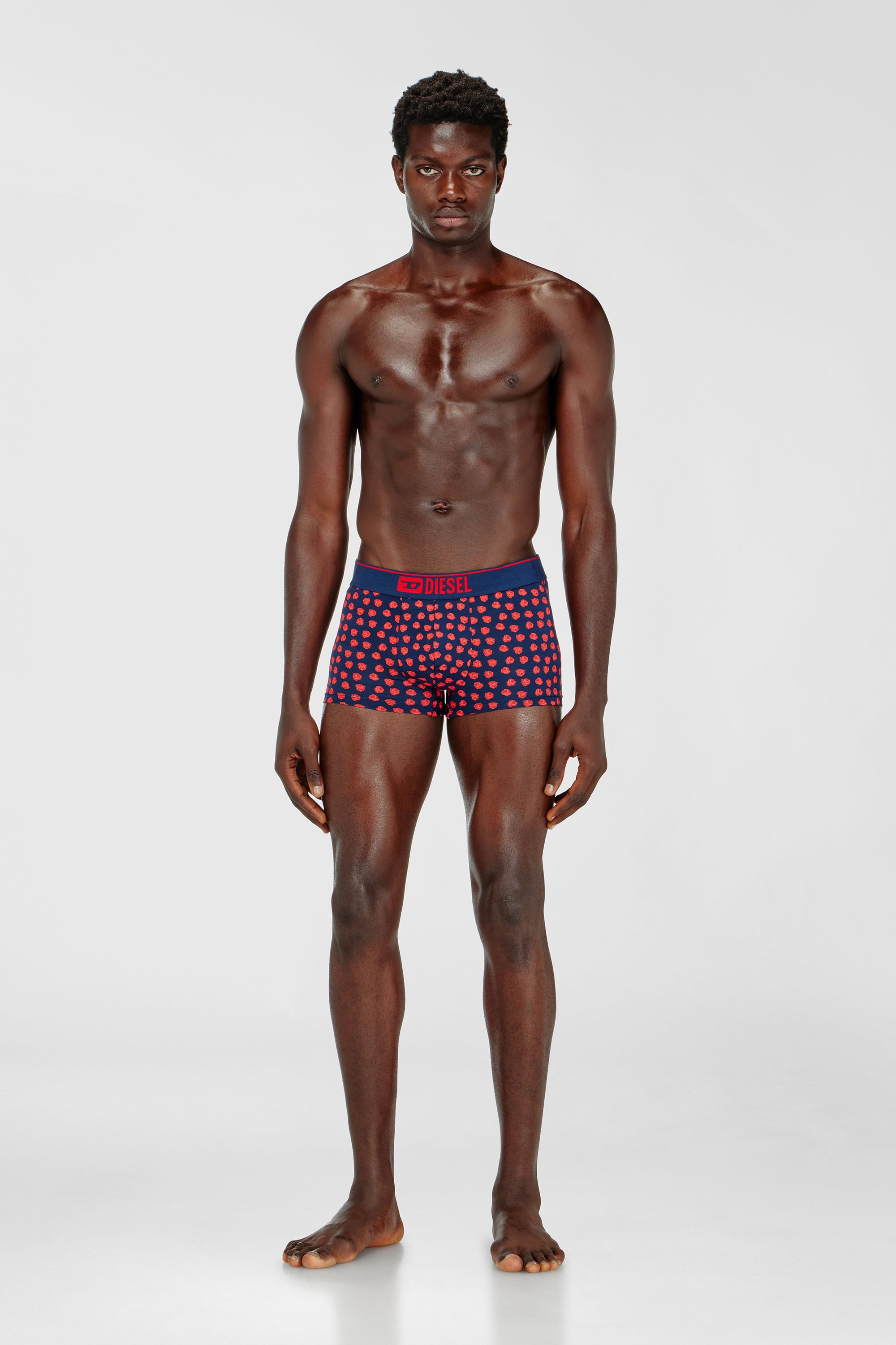 Diesel - DAMIEN-D-BOX-3PACK, Man's Three-pack boxer briefs with rose print in Red/Blue - 1