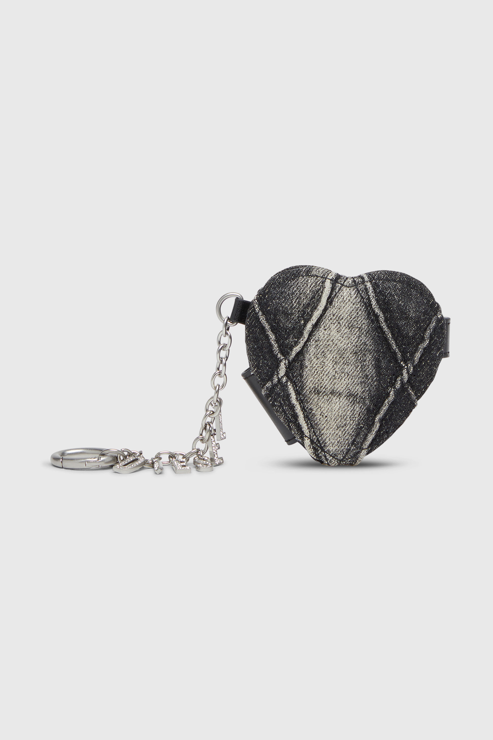 Mirror charm in argyle quilted denim