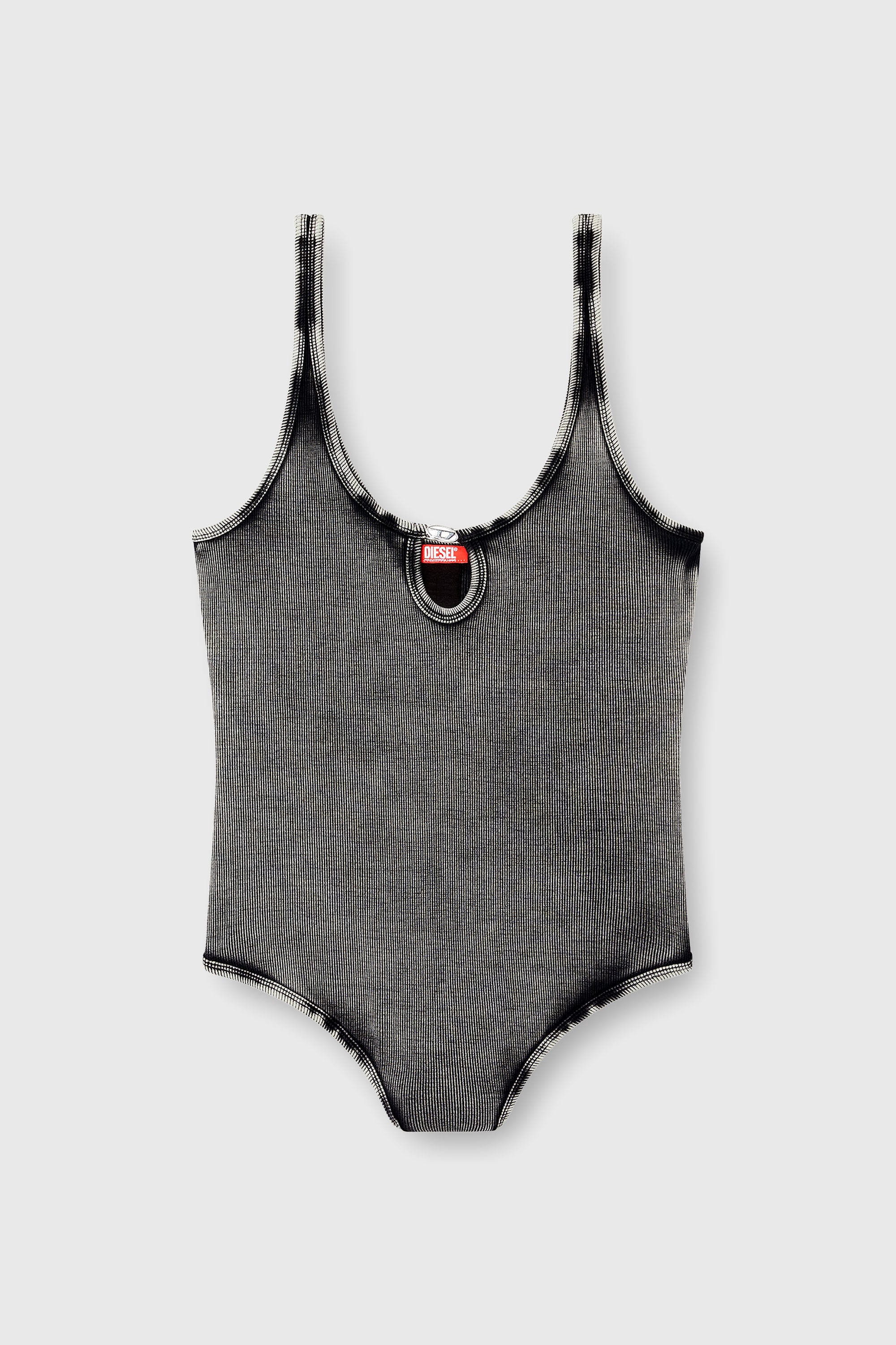 Diesel - MAURA-DNM, Woman's Bodysuit in marble-washed stretch cotton in Dark grey - 2