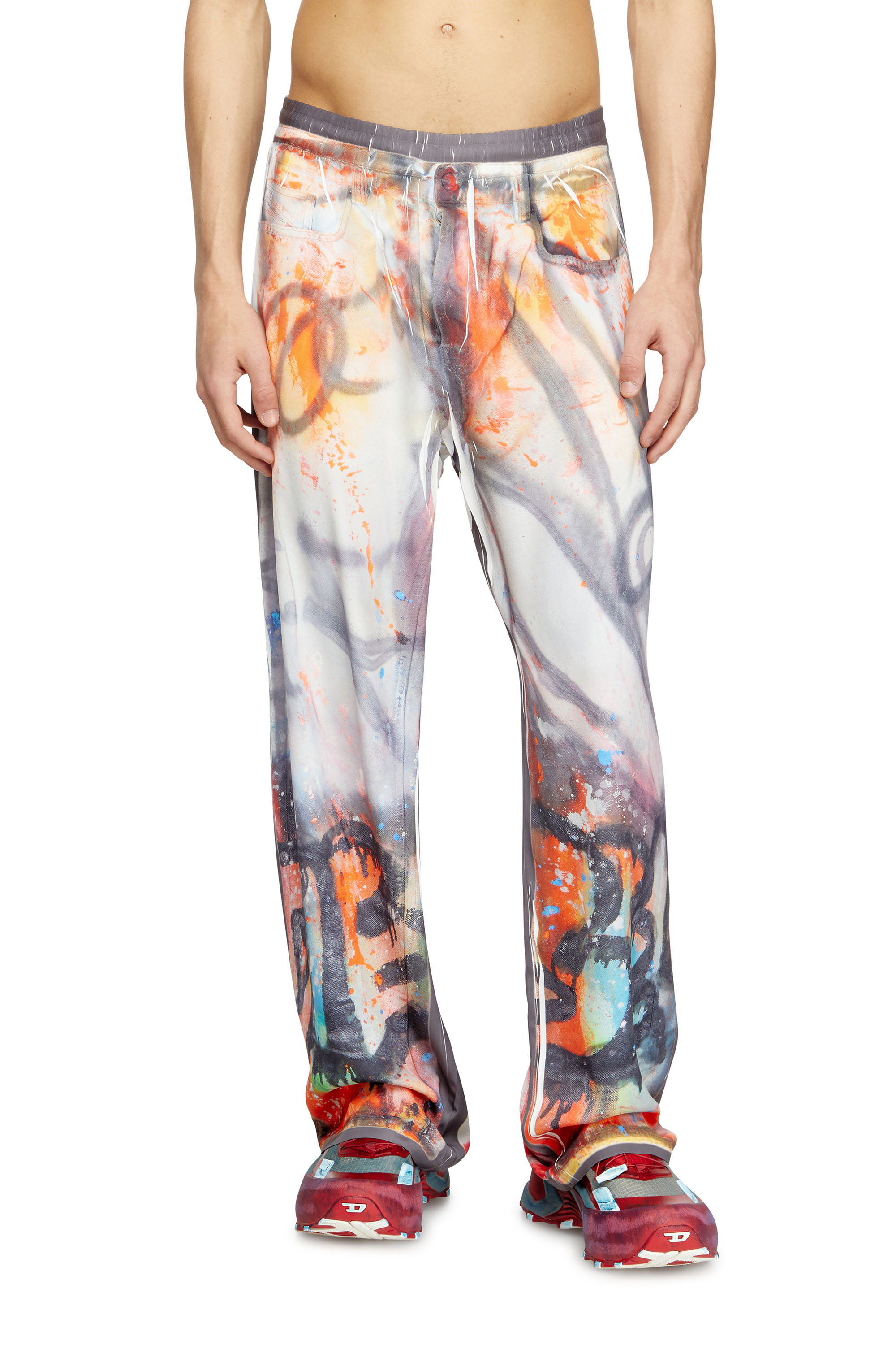 Diesel - P-AFTER-GRAFFITI-USA, Unisex's Relaxed pant with graffiti print in Grey - 3