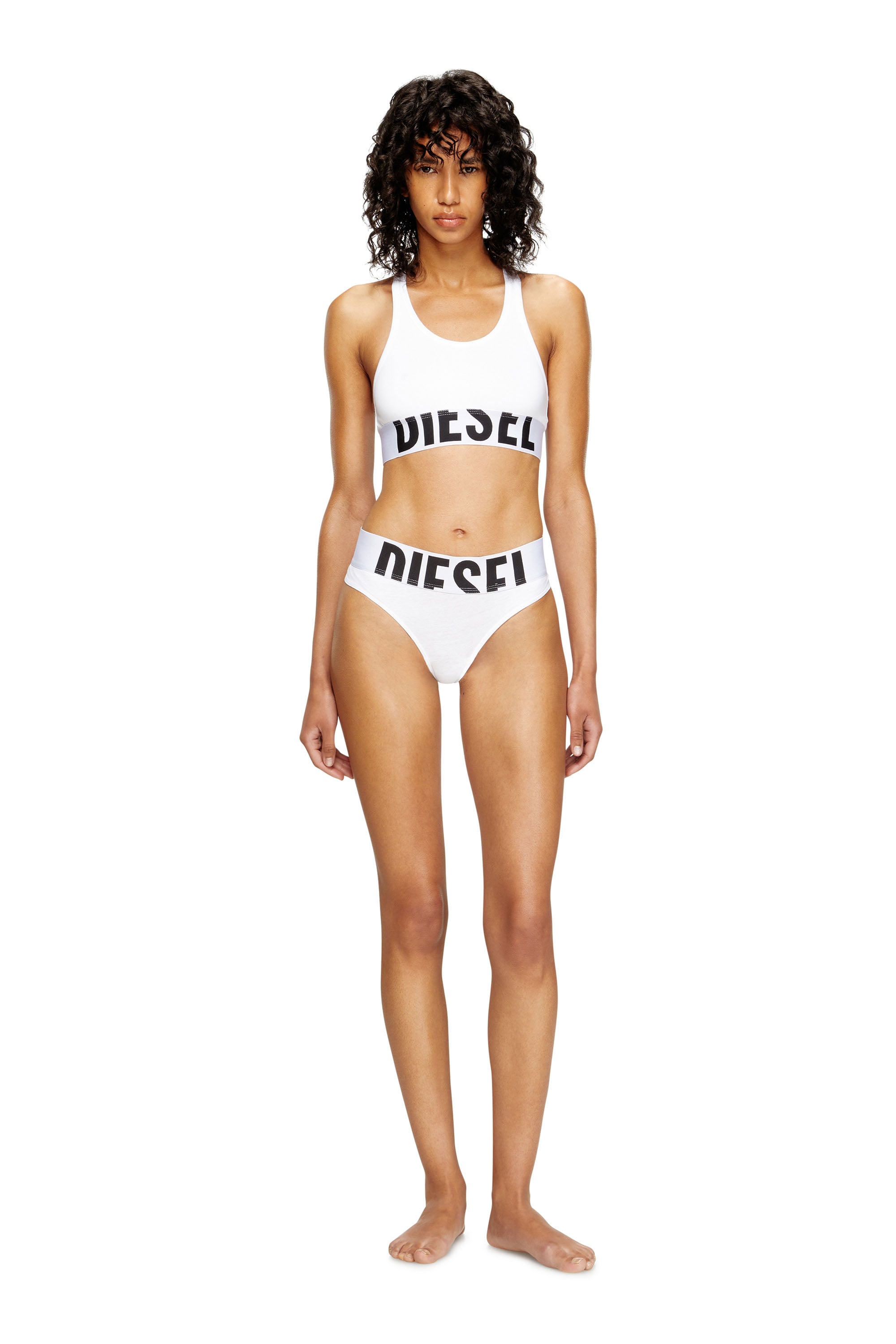 Diesel - UFSB-COTTON-RACE-BRALETTE-XL, Woman's Sports bra with cut-off logo in White - 3