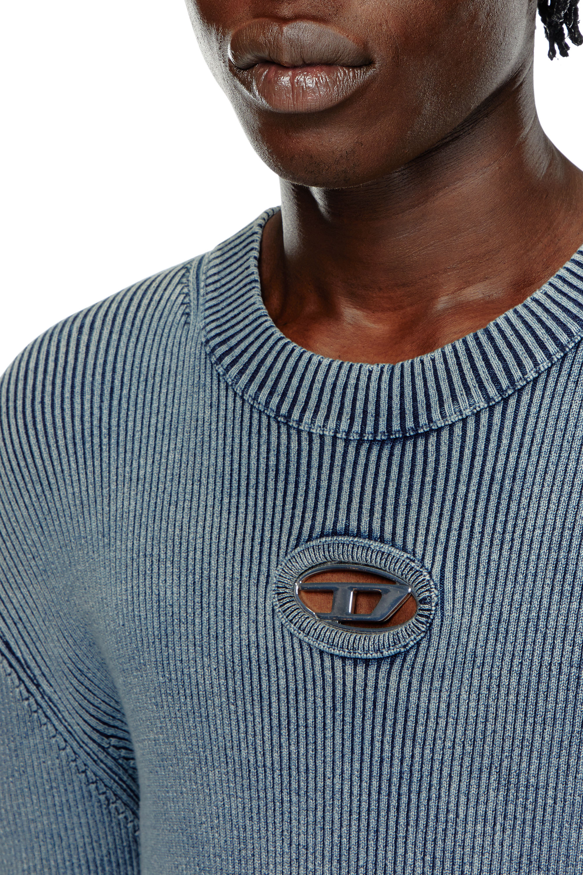 Diesel - K-DARIN-A, Man's Cut-out jumper with Oval D in Blue - 5