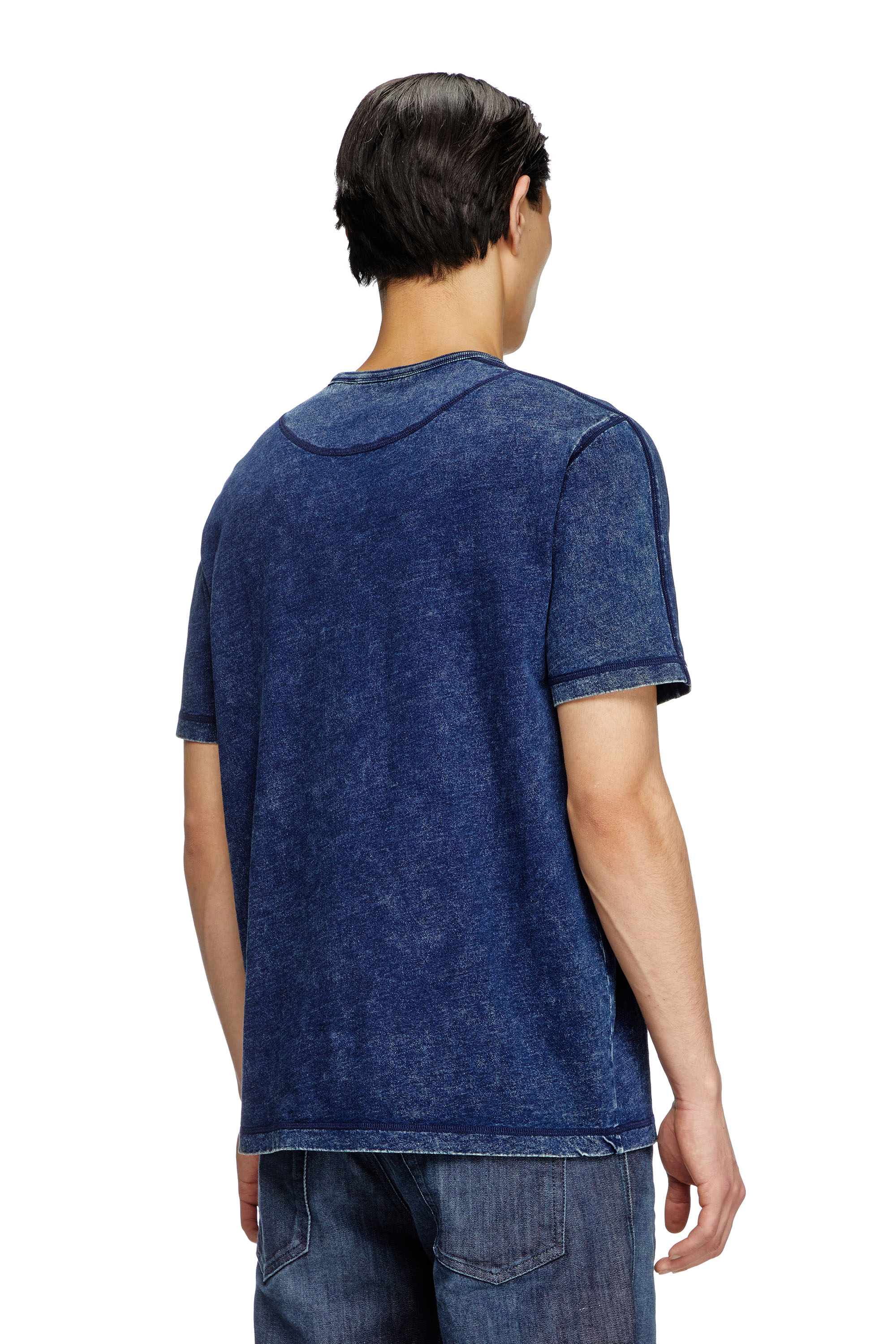 Diesel - T-ADJIND, Man's Denim-look jersey T-shirt in Blue - 4