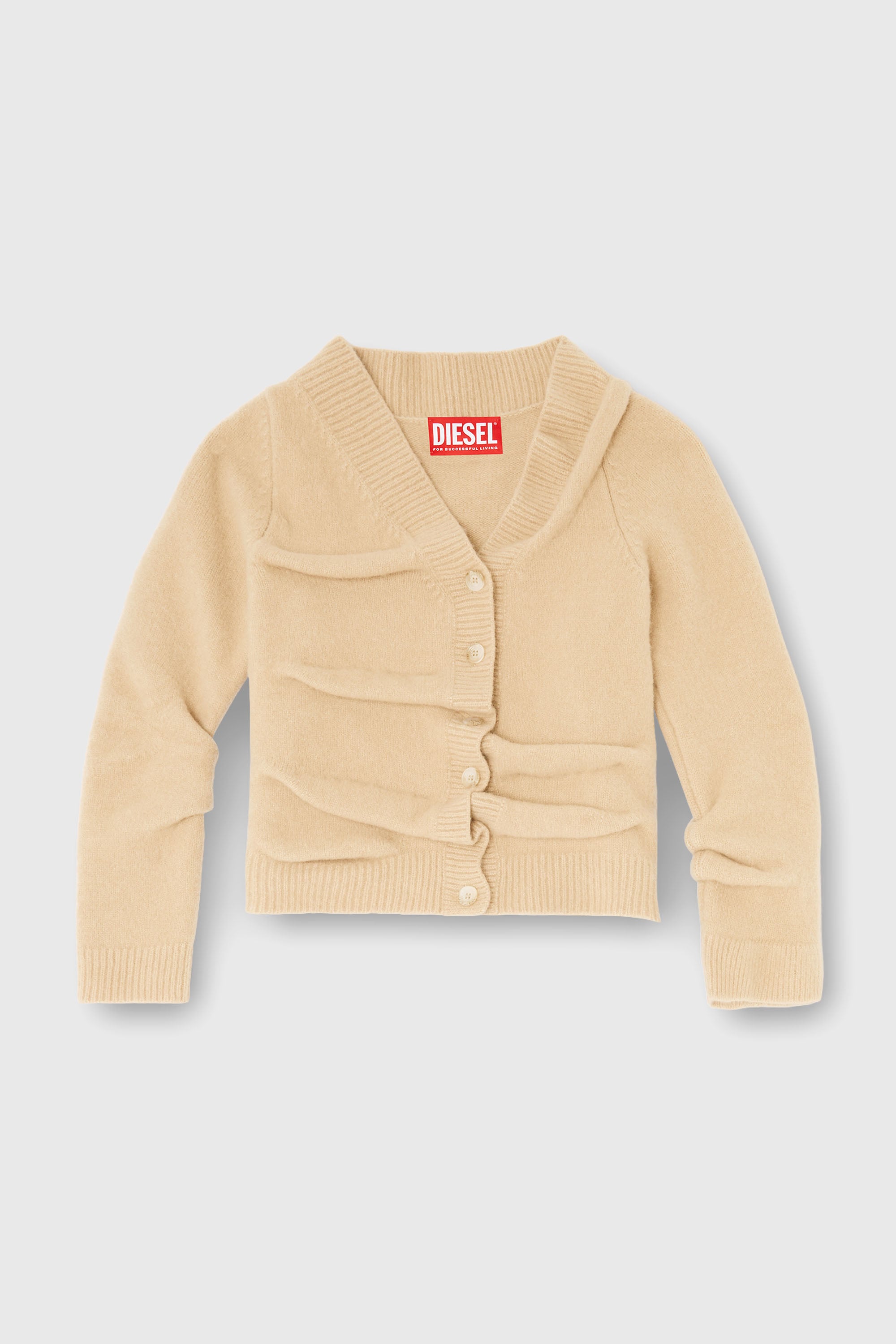 Diesel - M-AVA, Woman's Cropped cardigan in wrinkled boiled knit in Beige - 1