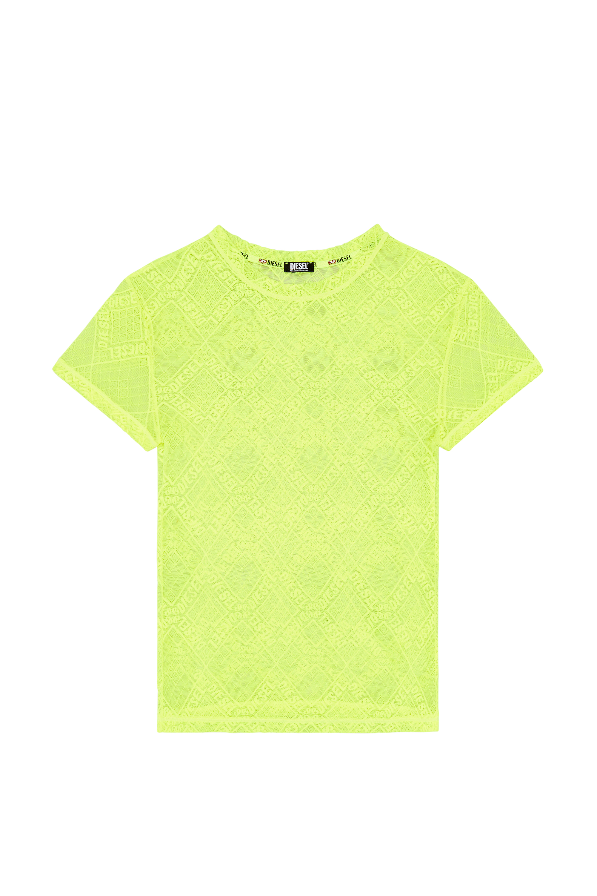 Diesel - UFTEE-MELANY, Woman Stretch-lace T-shirt in Yellow - Image 4
