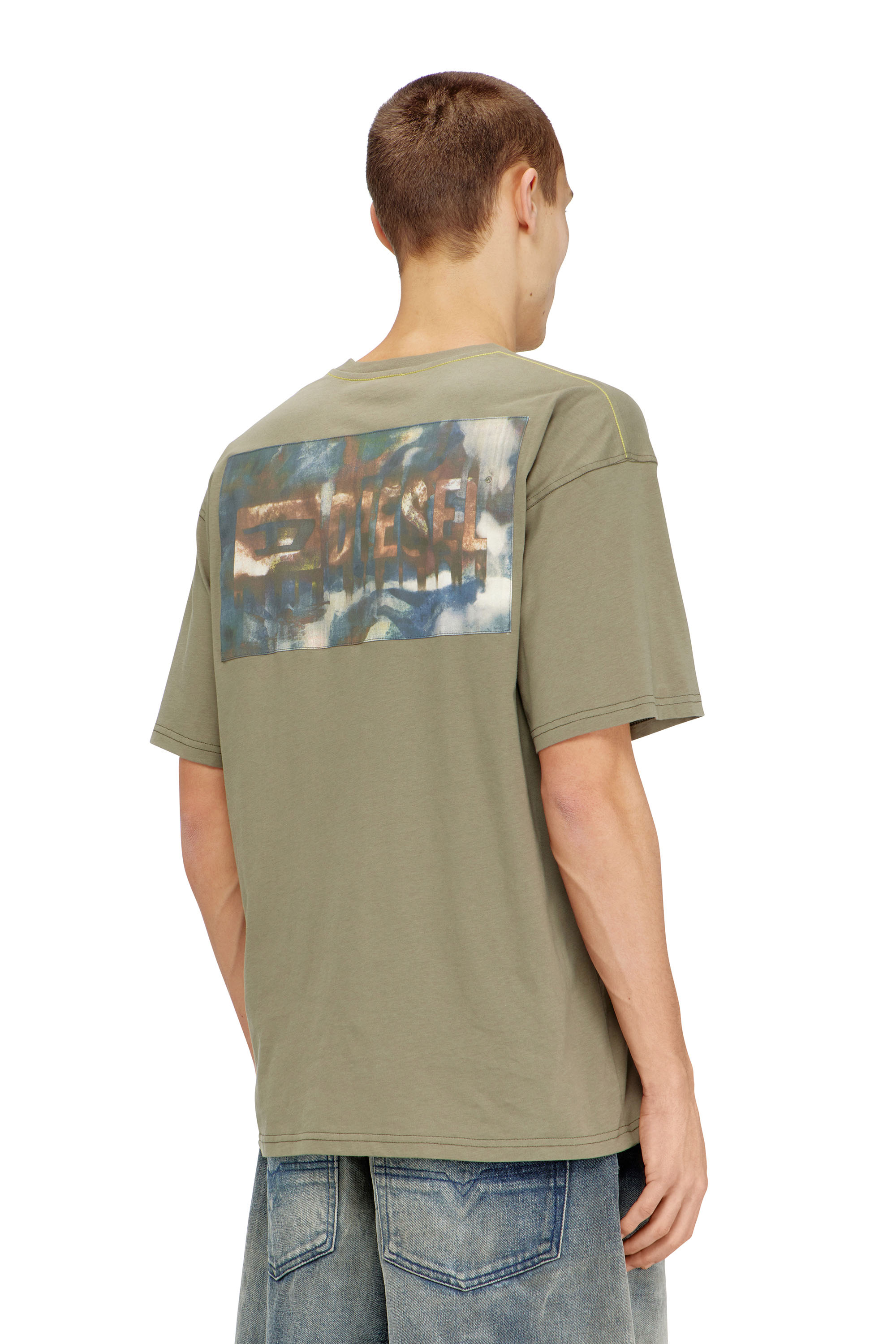 Diesel - T-BOXT-V8, Man's Relaxed T-shirt with back camo print in Military Green - 4