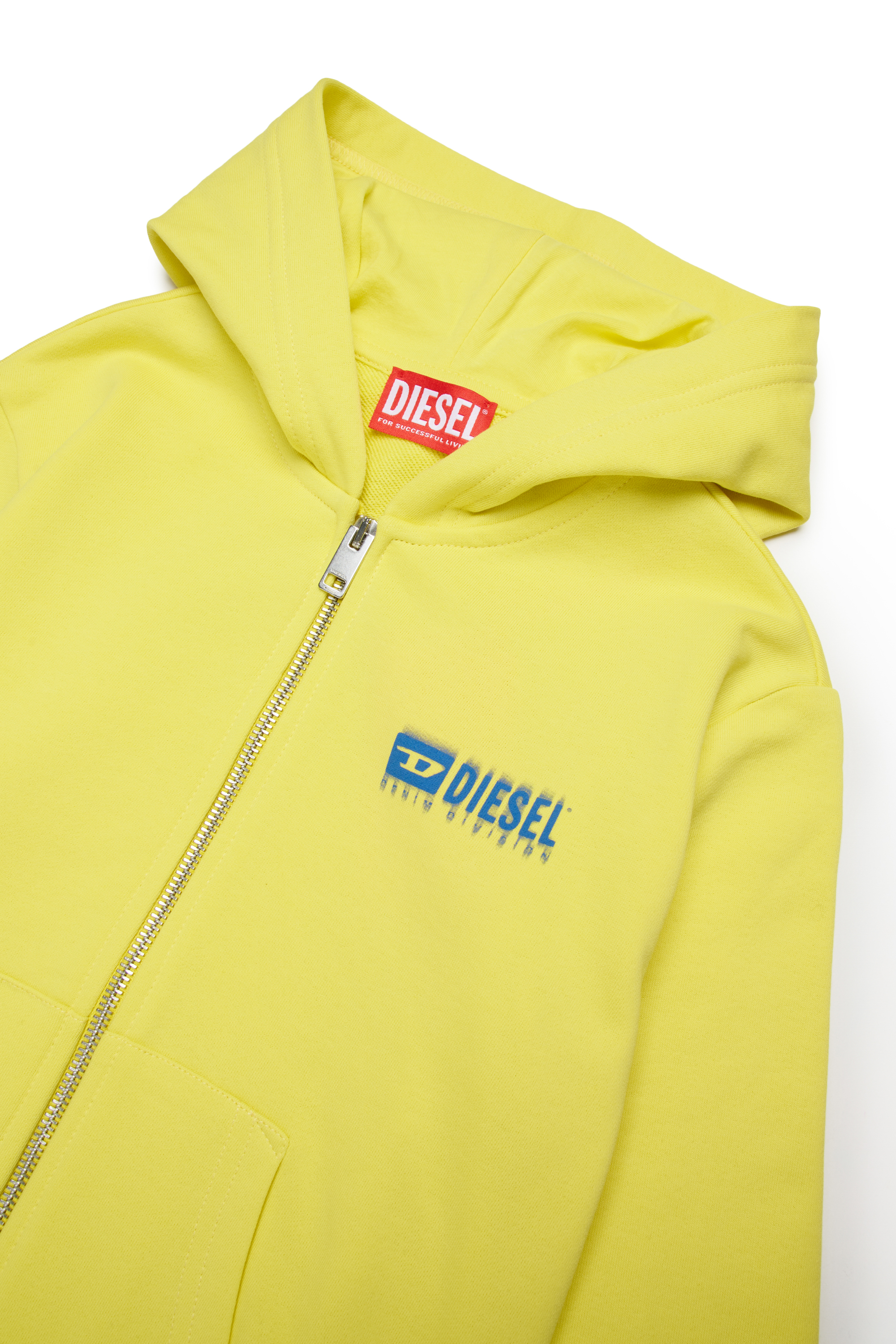 Diesel - SVOUGZIP OVER, Man's Zip-up hoodie with smudged logo in Yellow - 3