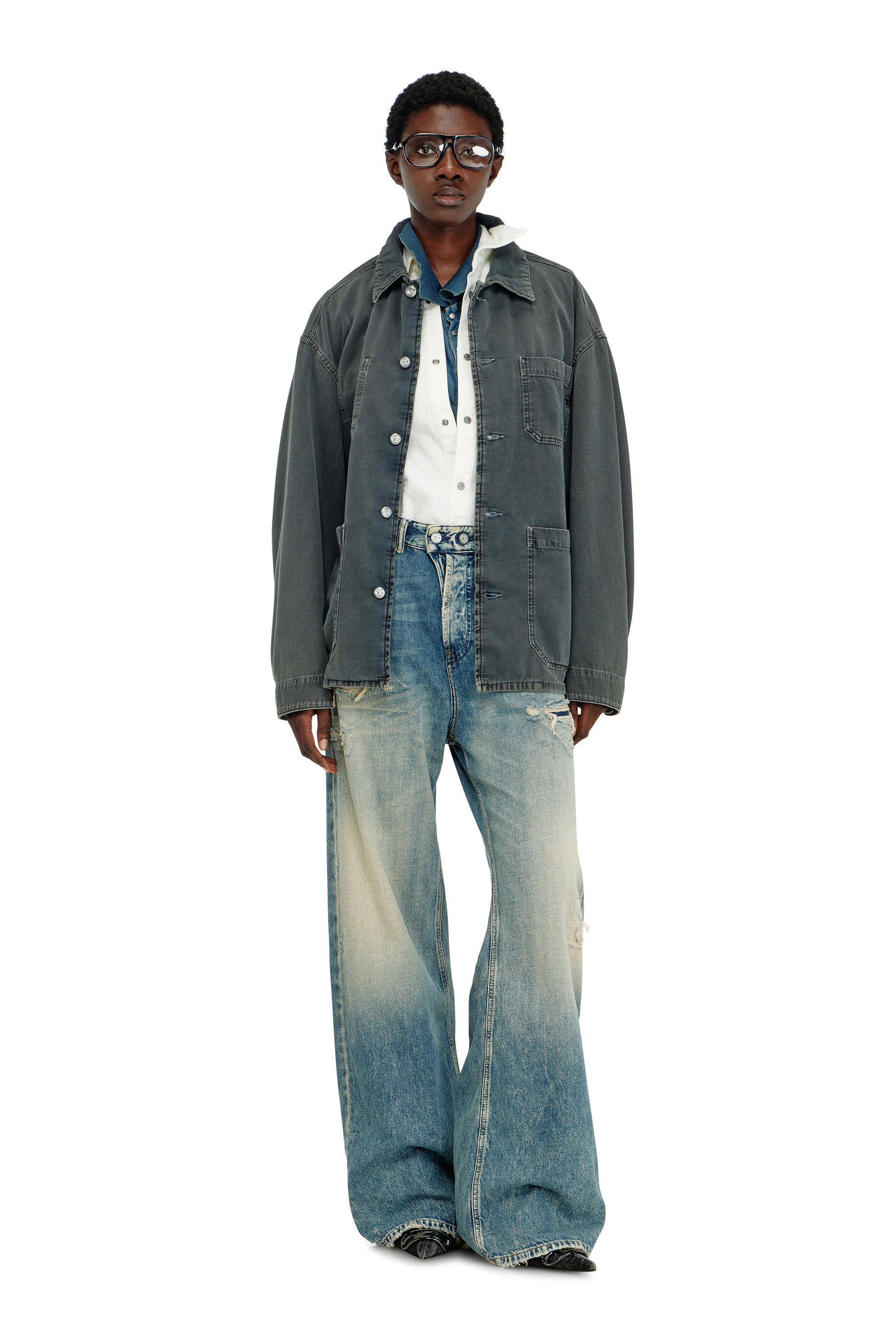 Diesel - D-STACK-U, Unisex's Utility-style jacket in coloured denim in Grey - 2